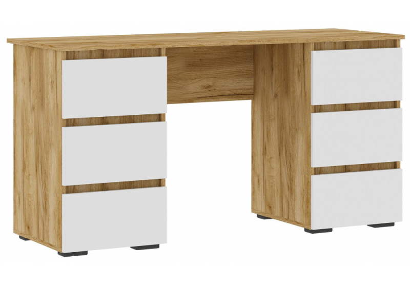 Компьютерный стол Элла ПС 02 белый / дуб крафт золото. 