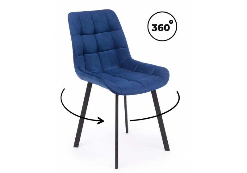 Стул на металлокаркасе Челси 360 П синий (zd 798) / черный np (50x60x80). 